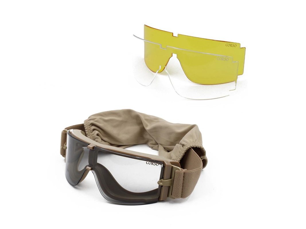 GAFA CORSO REVENGE X800 CONFUNDA + 3 LENTES INTERCAMBIABLES COYOTE