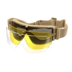 Gafas RK5 tan con 3 lentes intercambiables para uso táctico o deportivo