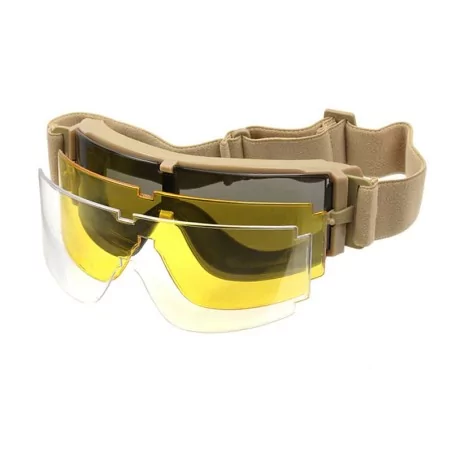 Gafas RK5 tan con 3 lentes intercambiables para uso táctico o deportivo