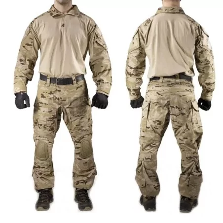 UNIFORME DELTA TACTIS ÁRIDO ESPAÑOL VISTA FRONTAL Y TRASERA DEL UNIFORME