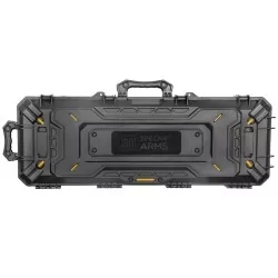 Maletín rígido Specna Arms negro 106x32x16 cm con espuma precortada para protección.