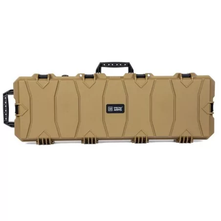 Maletín rígido Specna Arms tan 100x36x14 cm con espuma precortada para protección.