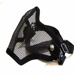 Máscara protección airsoft negra táctica con diseño ligero y cobertura facial total.