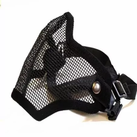 Máscara protección airsoft negra táctica con diseño ligero y cobertura facial total.
