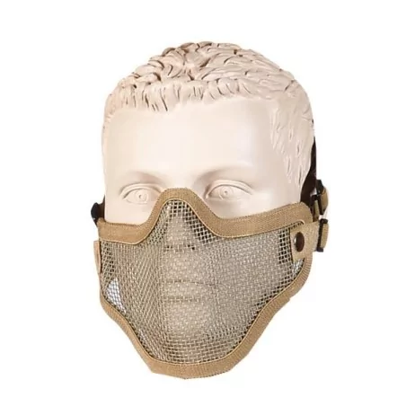 Máscara protección airsoft Tan con diseño táctico y ventilación eficaz.