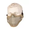 Máscara protección airsoft Tan con diseño táctico y ventilación eficaz.