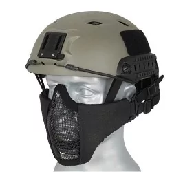 Máscara rejilla + tela para casco negra con ventilación eficaz y diseño resistente.
