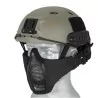 Máscara rejilla + tela para casco negra con ventilación eficaz y diseño resistente.