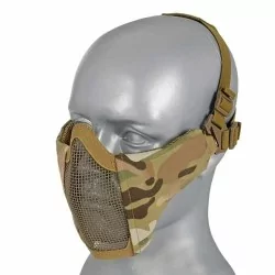Máscara rejilla + tela para cabeza Multicam con protección y ventilación eficaz.