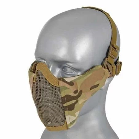 Máscara rejilla + tela para cabeza Multicam con protección y ventilación eficaz.