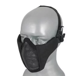 Máscara rejilla + tela para cabeza negra con diseño resistente y ventilación eficaz.