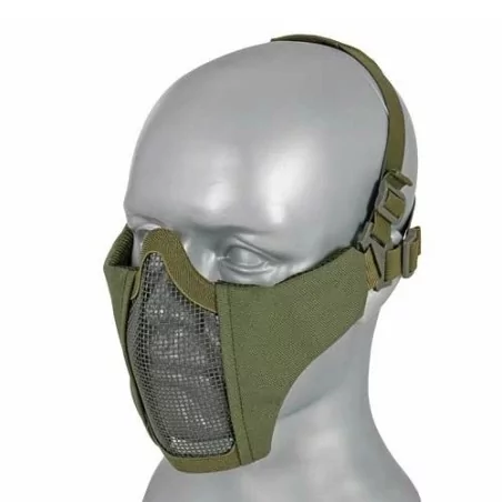 Máscara rejilla + tela para cabeza Verde OD con diseño táctico y ventilación eficaz.