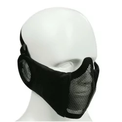 Máscara V rejilla + tela con orejeras negra para protección y ventilación óptimas.