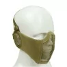 Máscara V rejilla + tela con orejeras Tan para protección táctica y ventilación eficaz.