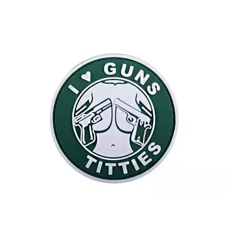 Parche PVC 3D Guns & Titties verde/blanco con velcro para personalizar tu equipo