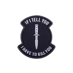 Parche PVC Cuchillo Negro/Gris con velcro para equipo táctico personalizado