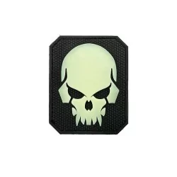 Parche PVC Skull Negro Luminiscente con velcro para personalizar equipo táctico