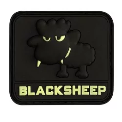 Parche PVC 3D BLACKSHEEP negro con diseño táctico y velcro trasero