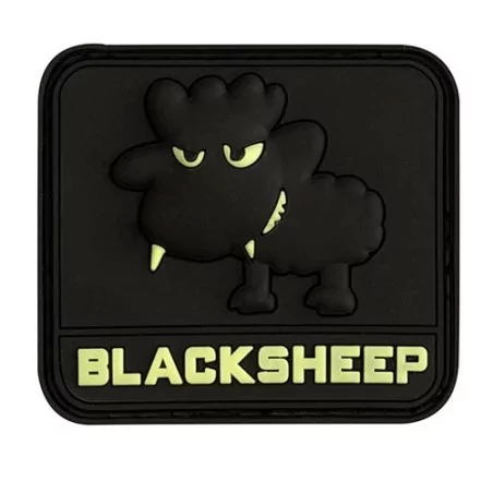 Parche PVC 3D BLACKSHEEP negro con diseño táctico y velcro trasero
