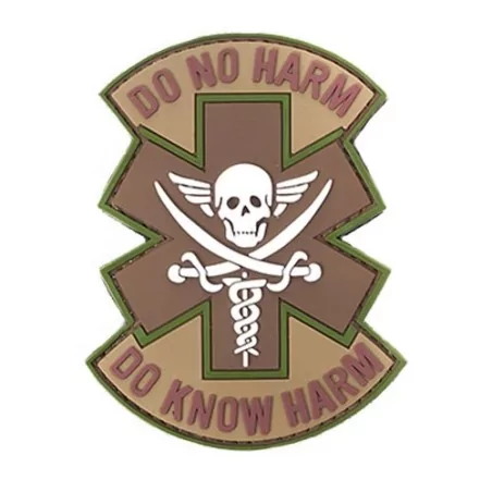 Parche PVC 3D Do No Harm Tan OD Verde con velcro y diseño táctico