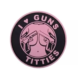 Parche PVC 3D Guns & Titties rosa con velcro y diseño único