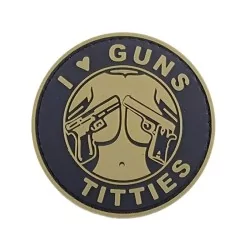 Parche PVC 3D Guns & Titties tan con velcro y diseño provocador