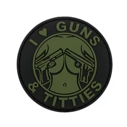 Parche PVC 3D Guns & Titties verde OD con velcro y diseño provocador