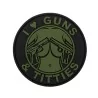 Parche PVC 3D Guns & Titties verde OD con velcro y diseño provocador