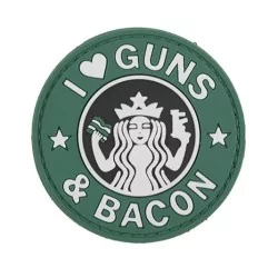 Parche PVC en relieve Guns and Bacon con velcro y diseño audaz