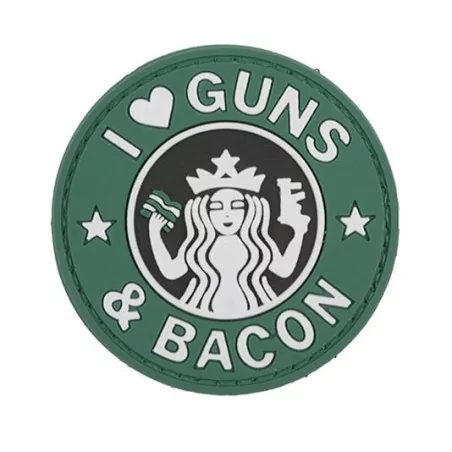 Parche PVC en relieve Guns and Bacon con velcro y diseño audaz