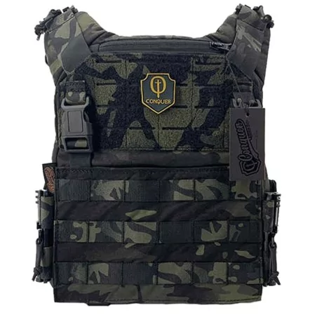 Chaleco Conquer CQR Gen 2 Multicam Black con sistema MOLLE y ajuste ergonómico