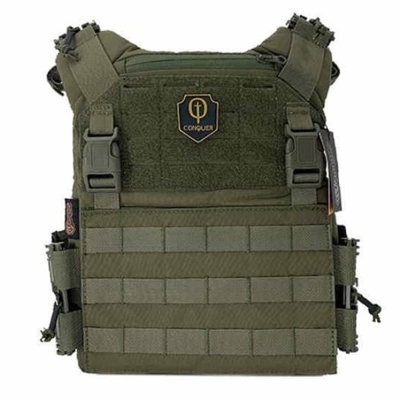 Chaleco Conquer CQR Gen2 Ranger Green con sistema MOLLE y ajuste ergonómico