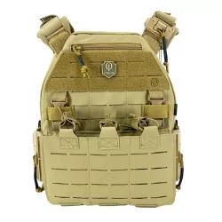 Chaleco Conquer MQR Vest TAN con sistema MOLLE y liberación rápida