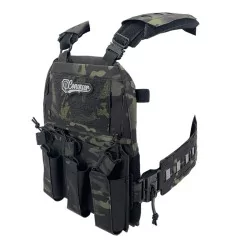 Chaleco Conquer MTPC Multicam Black con sistema MOLLE y cierre magnético