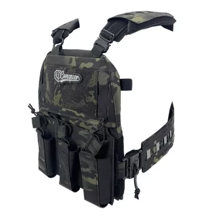 Chaleco Conquer MTPC Multicam Black con sistema MOLLE y cierre magnético