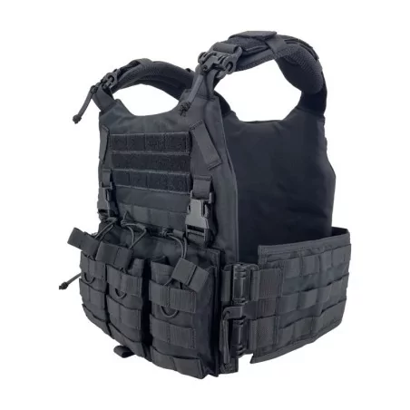 Chaleco FCS SIXMM Negro con sistema MOLLE y diseño táctico ligero