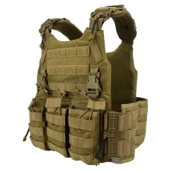 Chaleco FCS SIXMM Tan con sistema MOLLE y diseño modular ligero