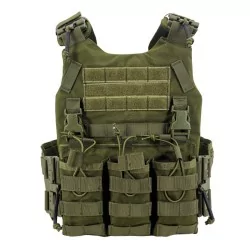 Chaleco FCS SIXMM Verde OD con sistema MOLLE y diseño táctico ligero