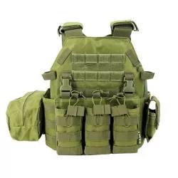 Chaleco SIXMM 6094S OD con diseño modular y sistema MOLLE para misiones tácticas