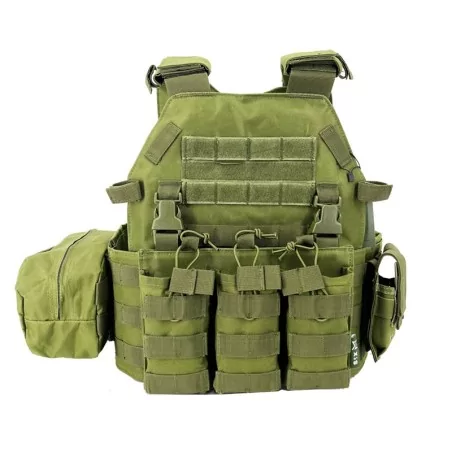Chaleco SIXMM 6094S OD con diseño modular y sistema MOLLE para misiones tácticas