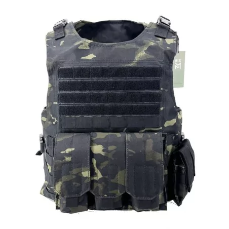 Chaleco SIXMM FSBE Multicam Black con camuflaje táctico y sistema MOLLE adaptable