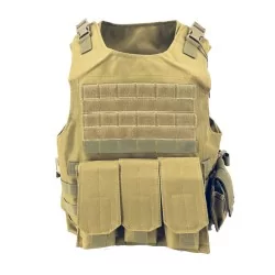 Chaleco SIXMM FSBE Tan con diseño modular y sistema MOLLE para entornos áridos