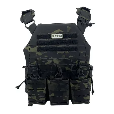 Chaleco SIXMM LLC Multicam Black con sistema MOLLE y diseño táctico para uso urbano