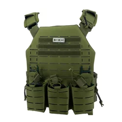 Chaleco SIXMM LLC Verde OD modular con sistema MOLLE para misiones tácticas en exteriores