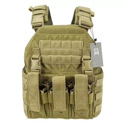 Chaleco táctico SIXMM 0.36M Tan con sistema MOLLE y diseño compacto para misiones tácticas