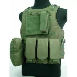 Chaleco Airsoft FSBE - OD Verde con sistema MOLLE y camuflaje táctico para misiones al aire libre