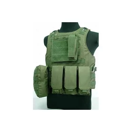 Chaleco Airsoft FSBE - OD Verde con sistema MOLLE y camuflaje táctico para misiones al aire libre