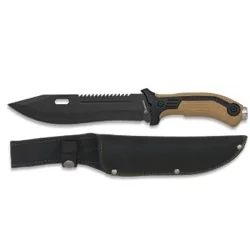 CUCHILLO MARCA ALBAINOX SIERRA MANGO EN COLOR TAN FUNDA NEGRA
