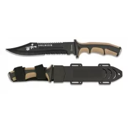 CUCHILLO ALBAINOX SOLDIER CON FUNDA ABS TAN-NEGRO