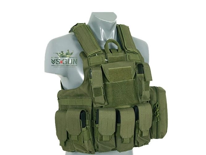 Chaleco Ciras OD Verde táctico con camuflaje y sistema MOLLE completo